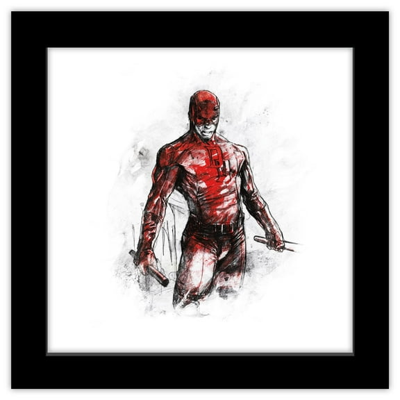 Gallery Pops Marvel Comics Daredevil - The Man Without Fear Sketch Wall Art, Black Framed Version, 12" x 12"