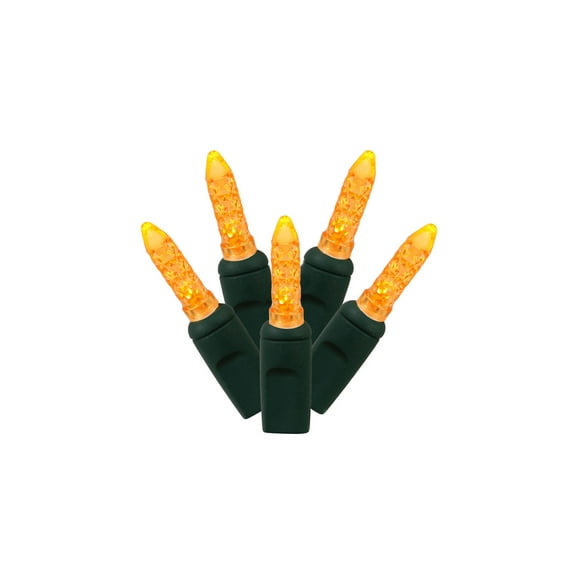 Vickerman 70 Orange M5 Faceted LED Light on Green Wire, 4" Spacing x 24' Long Christmas Light Strand