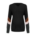 thumbnail image 6 of MYAOYI Womens Color Block Sleeve V Neck Sweater Oversized Knit Pullover, 6 of 8