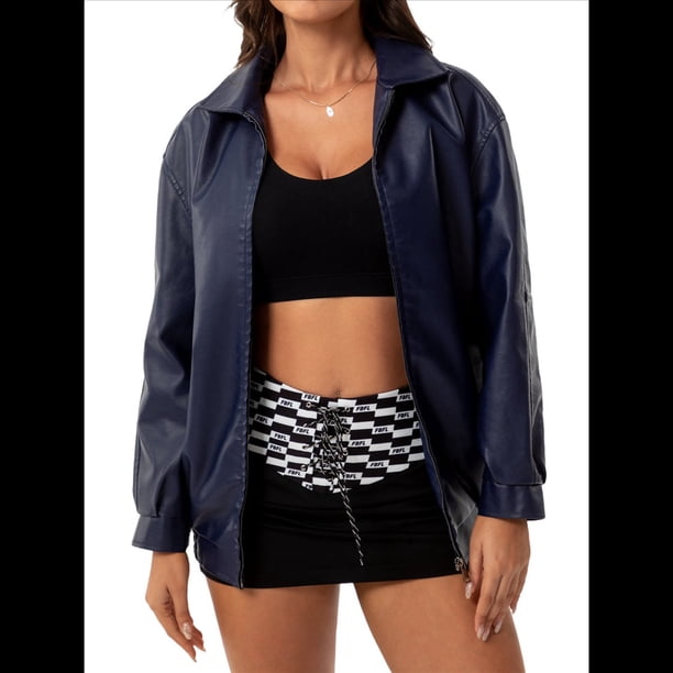 Chaquetas de Holgadas de Larga con Solapa para Mujer, Moda Otoño 2025, Ropa de Invierno. Azul Oscuro XXL