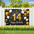 thumbnail image 6 of Glittery 14th Birthday Banner with Gold Elements Background Happy Birthday Party Supplies Photography Props Backdrop Decors, 6 of 7