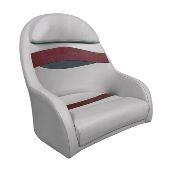 Horizon Manufacturing Elite Series Pontoon Bucket Style Captain Chair 3206-ABEC Grey/Red/Charcoal