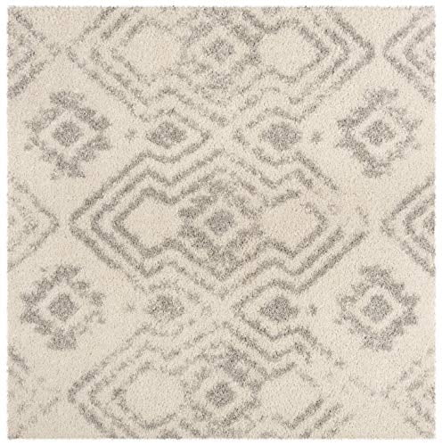 4' x 6' Grey Ivory SAFAVIEH Arizona Shag Collection ASG746G Moroccan Non-Shedding Living Room Bedroom Dining Room Entryway Plush 1.6-inch Thick Area Rug