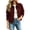 Wine, variant on TOUMENY Women's Casual Cropped Jacket Button Down Collared Long Sleeve Slim Fitted Outerwear Lightweight Fall Autumn Coat with Pockets Army Green L