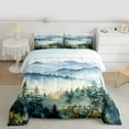 thumbnail image 2 of Homewish Natural Landscape Queen Comforter Set,Tropical Pine Tree Bedding Sets,Green Blue Bedding Comforter Set For Adult,Microfiber Bedroom Decor Reversible,3-Piece, 2 of 8