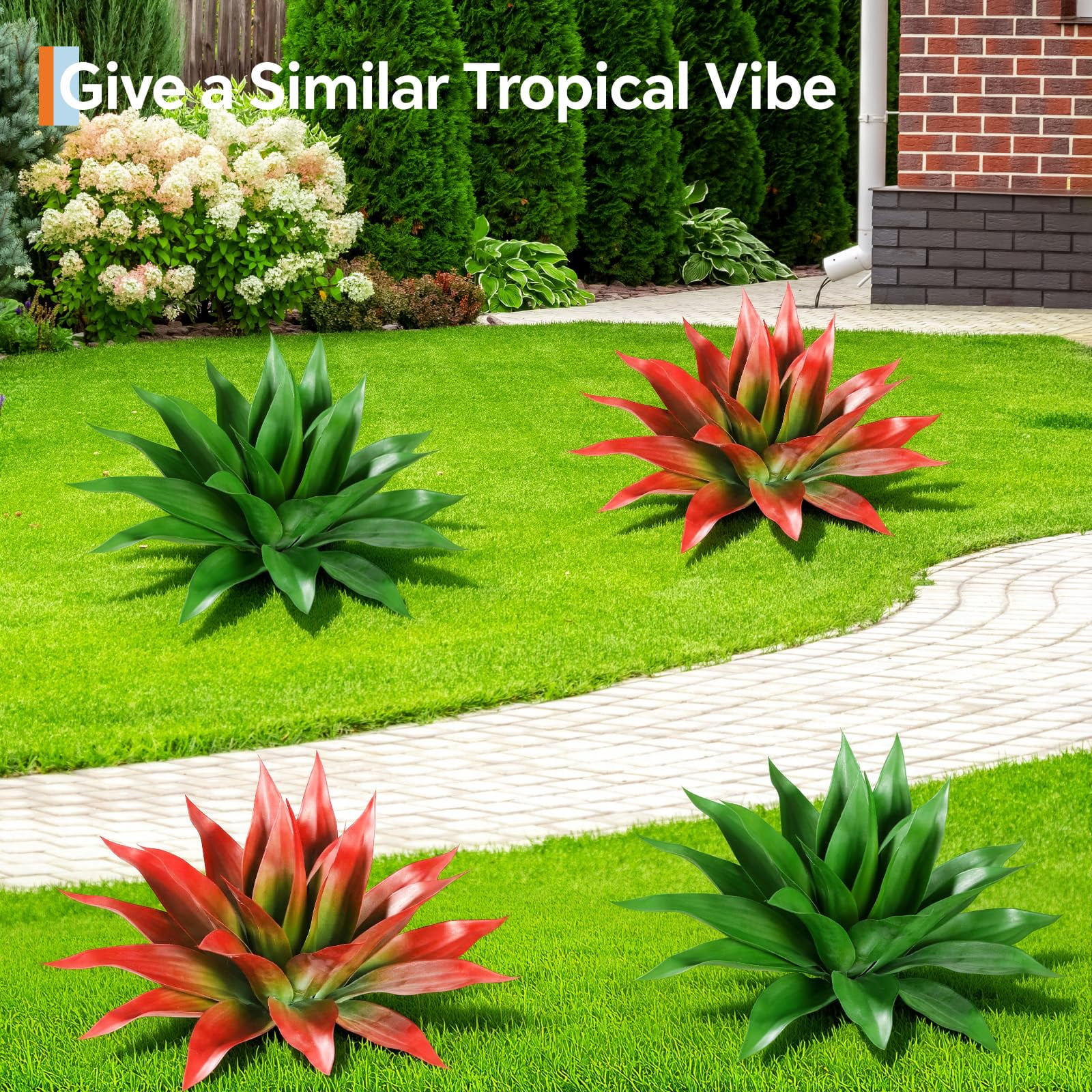 2 PCS Large 28 Inch Artificial Agave Plant Set, UV Resistant Realistic Fake Agave Plants Without Pot for Indoor Outdoor Decor, Faux Succulents Greenery for Home, Room, Garden Decor, Green