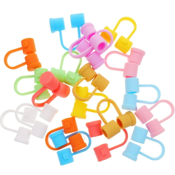 SEWCHICS 20 Pcs Reusable Silicone Straw Tips Beverage Covers Assorted Colors for Family and Friends