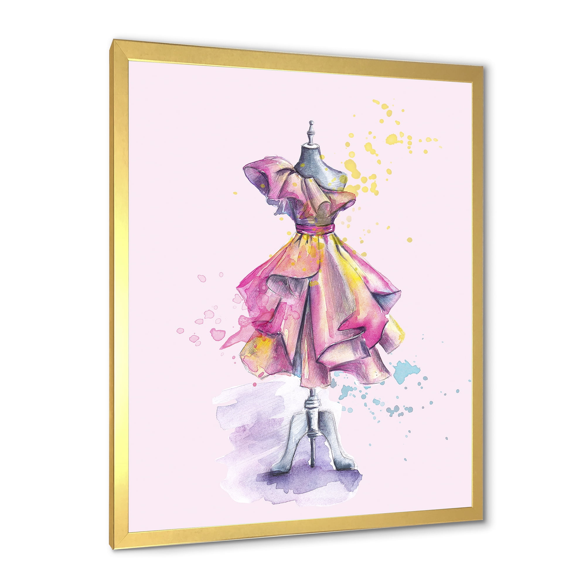 Designart 'Beautiful Purple Dress With Folds On Fashion Mannequin' French Country Framed Art Print