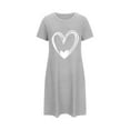thumbnail image 5 of Sakmal Gray Moomoo Nightgowns Women Oversized Cloud-Like Cute Nightshirt Crew Neck Short Short Sleeve Heart Print Nightgowns S-2XL, 5 of 5