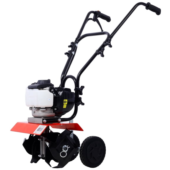 Seizeen Gas Tiller Cultivator, Portable Mini Tiller for Gardening 37.7cc 4-stroke Viper Engine, 9.4 in Tilling Width, Gardening Tools Rototiller for Weeding, Cultivating, Digging