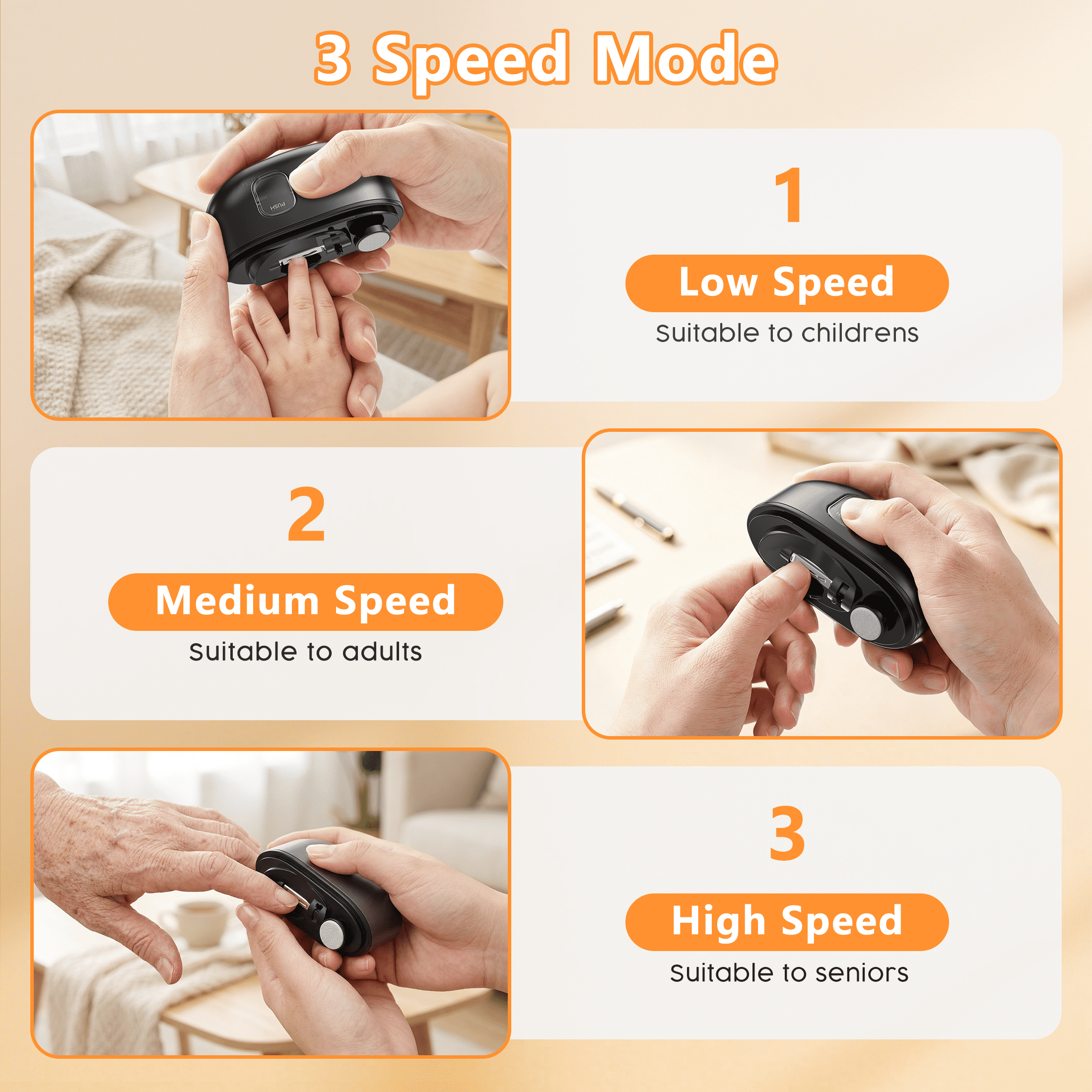 VIISHARE Electric Toe Nail Clipper for Seniors Adults, 3-in-1 Automatic Finger Nail Trimmer Polisher with Nail Scraps Storage , 3 Speed, USB Rechargeable