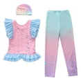 thumbnail image 4 of Shadoumai Girls' Swimsuit Layered Ruffled Swimsuit For Toddlers And Toddlers Two Piece Long Pants Swimsuit (2 12 Years), 4 of 4