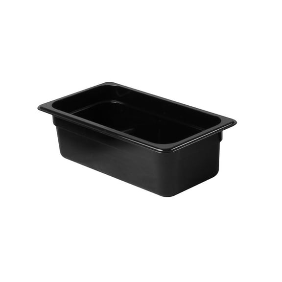 Excellante Third size 4" deep polycarbonate food pan, black, NSF certified, comes in each