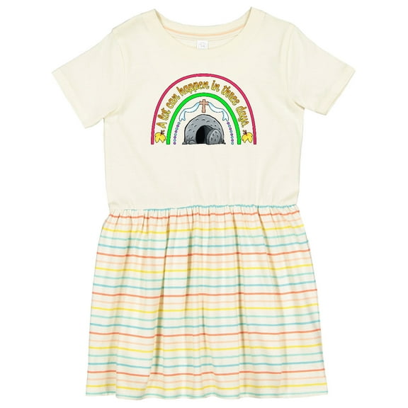 Inktastic A Lot Can Happen in Three Days Easter Rainbow Girls Toddler Dress