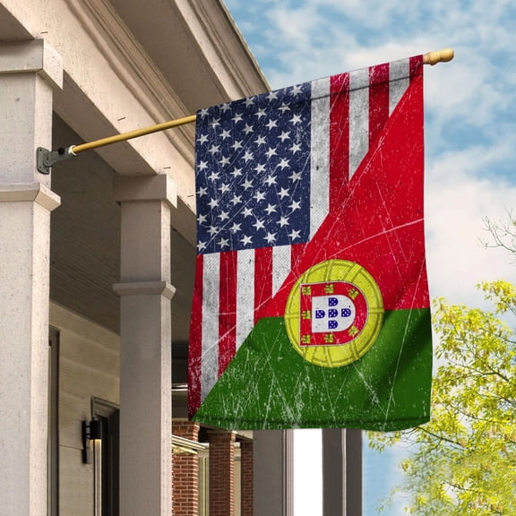 American Flag USA Portugal Half American Friendship Portuguese Patriotic Garden Flag (29.5x39.5) Double Sided-USA Flags Premium Polyester-Decorative Indoor Outdoor Flag