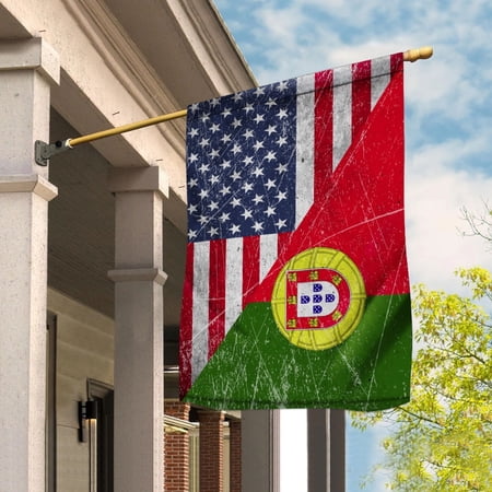 USA Portugal Friendship Half Flag Patriotic Portuguese House Flag, Double-Sided Outdoor Yard Decor 29.5 x 39.5 Inch