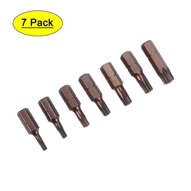 Juego de brocas de destornillador Torx de seguridad magnético T10-T40 de 1/4" vástago hexagonal de 0.98" en acero S2
