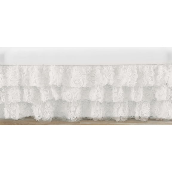 Rose White 3-Tiered Dust Ruffle Crib Skirt by Sweet Jojo Designs