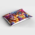 thumbnail image 2 of Ambesonne Cat Pillow Sham, Trippy Funny Kitty Disco Scene, 36" X 20", Fuchsia Multicolor, 2 of 2