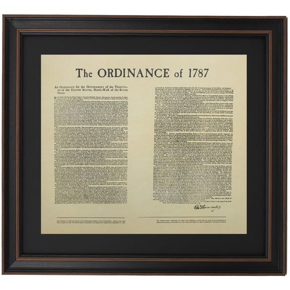 Framed The Ordinance of 1787. Replica Historical Prints by Patriot Gear Company