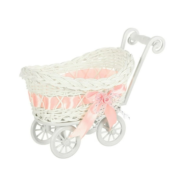 Carriage Centerpiece Mini Woven Baskets, Wicker Candy Baskets with Handles Straw Candy Bowl Snack Serving Tray Table Centerpieces For Weddings, Parties & Home Decor