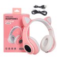 thumbnail image 1 of Auriculares Auriculares con luz intermitente LED Adorable micrófono inalámbrico recargable para juegos Auricular 5.0 compatible con Bluetooth, rosa kenally EL000090-03B, 1 of 2