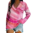 thumbnail image 3 of Craaazy Oversized Tshirts For Women Long Sleeve Blouse V-Neck Casual Pullover Tops Trendy Color Block Sweatshirt Tie Dye Shirts Gifts For Women, 3 of 5