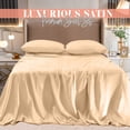 thumbnail image 2 of Elegant Comfort Luxurious 4-Piece Silky Satin Sheet Set Cooling Soft Satin Sheet Set, Twin XL, Champaign, 2 of 5