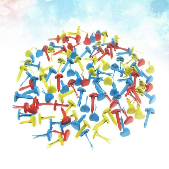 WHAMVOX  100 Pcs Heart Brads Colorful Silver for Paper Crafts Decorative
