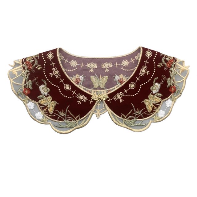 Lace Floral Collar Elegant Sweet Girl False Collar Detachable for Lady Delicate Embroidery Collar Floral Pattern