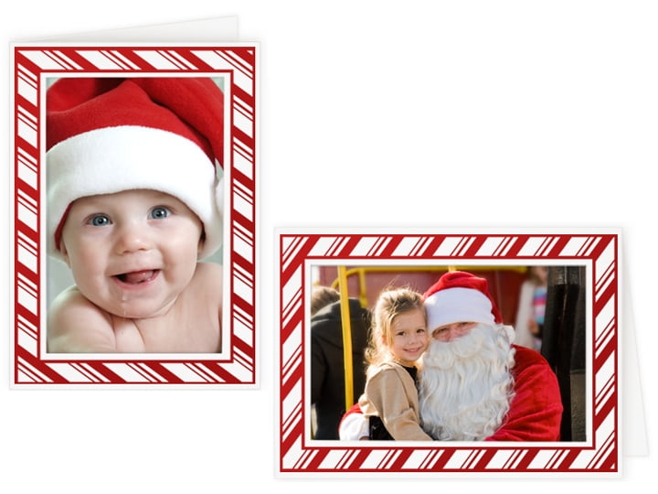 Candy Cane Photo Insert Greeting Cards for 4x6 (10 Pack)