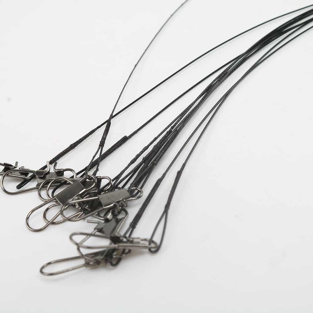 Fishing Leaders Stainless Steel Black 24 X With Snap and Swivel 12 Long for sale online 