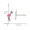 thumbnail image 4 of 925 Sterling Silver Polished Enamel Pink Flamingo Post Earrings 11x6mm Wide Stud Earring for Women, 4 of 4
