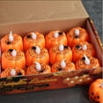 thumbnail image 3 of SDJMa Halloween Pumpkin Lights, 12 Pcs 1.7"x1.9" Jack-O-Lantern Tea Light, Mini Halloween LED Pumpkin, Battery Operated Flameless Pumpkin Candles Lamp for Halloween Party Table Ornament, 3 of 8