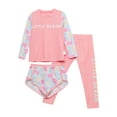 thumbnail image 4 of TiaoBug 3pcs Kids Girls Rash Guard Swimsuit Set Long Sleeve Shirt Legging And Shorts Beach Surfing Bathing Suit Pink 5-6, 4 of 7