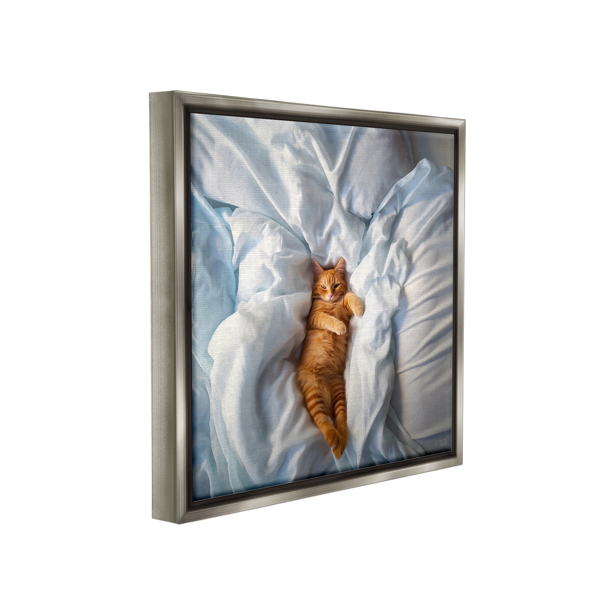 Stupell Industries Sprawled Orange Cat Animals & Insects Painting Gray Floater Framed Canvas Art Print Wall Art, 18 x 18