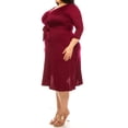 thumbnail image 2 of Women's Plus Size Wrap Dress 3/4 Sleeve V Neck Waist Tie, 2 of 6