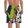 thumbnail image 3 of Kdxio Dinosaur Basketball Player Pattern Mens Casual Shorts - Drawstring Summer Beach Sports Shorts for Men, 3 of 9