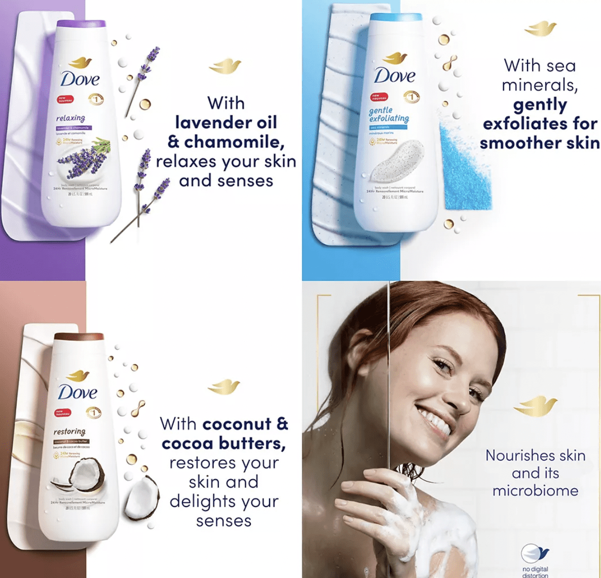 Dove Relax, Exfoliate & Restore Body Wash Variety Pack, 3 pk./23 oz.