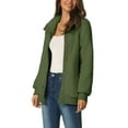 thumbnail image 4 of INSPIRE CHIC Women's Fluffy Fleece Two Pockets Long Sleeve Button Front Closure Casual Coat M Army Green, 4 of 6