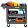 thumbnail image 3 of TUFFIOM Plastic Service Utility Cart, Support up to 550lbs Capacity, Heavy Duty Tub Storage Cart W/Deep Shelves, Multipurpose Rolling 3-Tier Mobile Storage Organizer, for Warehouse Garage, 3 of 8