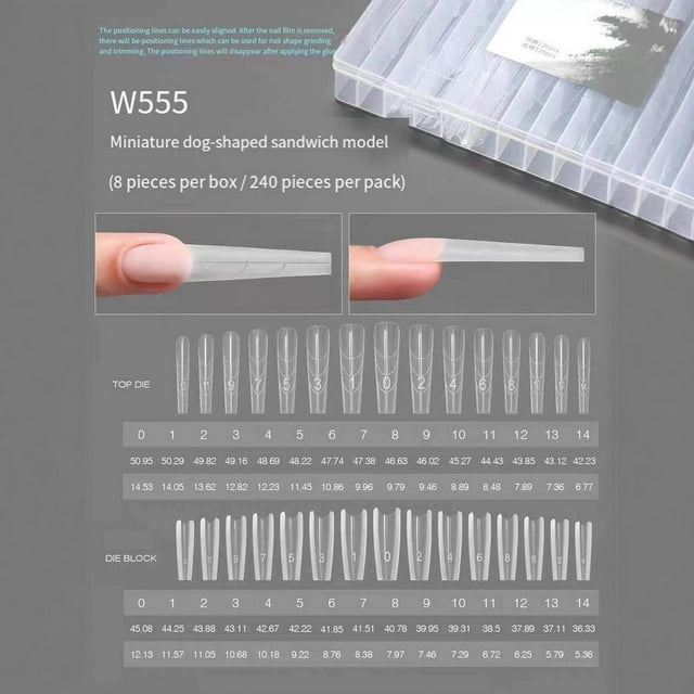 SharkTRUE Premium Coffin Nail Extensions: Safe, Stylish, Easy Use & Wide Compatibility, 240 Pcs
