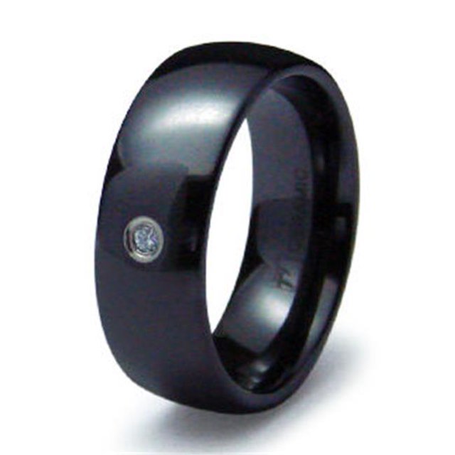 EWC R40035-100 Classical Dome Ceramic CZ Ring - Size 10