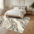 thumbnail image 3 of ODIKA 6'x9' Ultra-Soft Area Rug, Abstract Diagonal Veined Flow Streaks Symmetrical Motif Swirl Flowing Dynamic None Washable, Bare feet friendly, Silk-Touch for Guest Room, Bedroom, 3 of 7