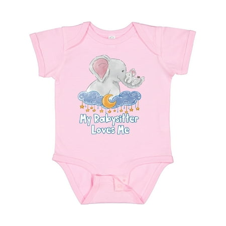 

Inktastic My Babysitter Loves Me Cute Elephants Clouds Moon and Stars Gift Baby Boy or Baby Girl Bodysuit