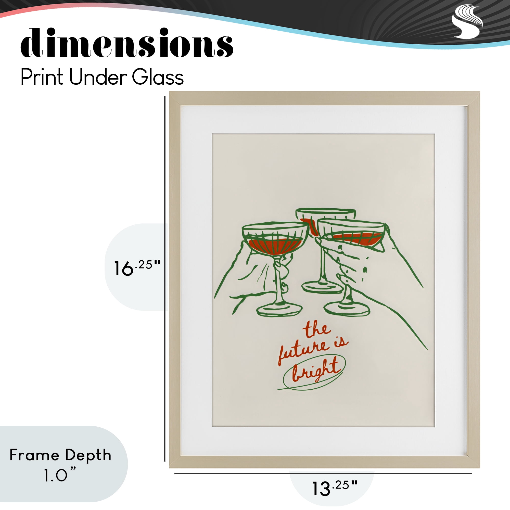 Stupell Industries The Future Is Bright Toast Birch Framed Print Under Glass, design by The Prints Vibe
