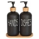 thumbnail image 1 of Set dispensador de jabón DIDROOM Glass con bandeja de bambú, color negro, 1 of 6