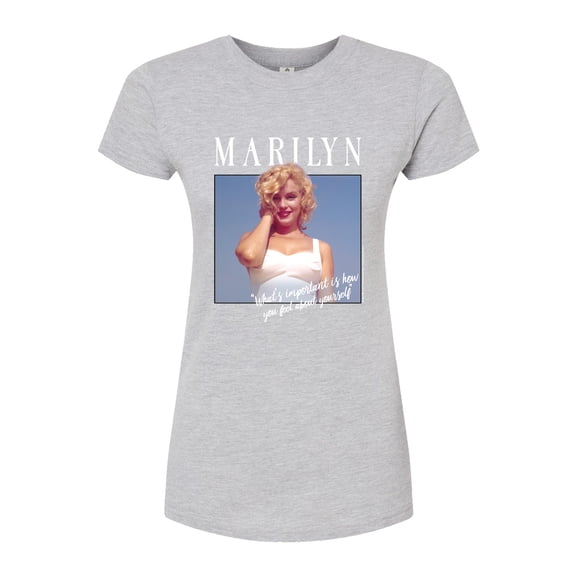 Marilyn Monroe - What's Important is How You Feel About Yourself - Juniors Fitted Graphic T-Shirt