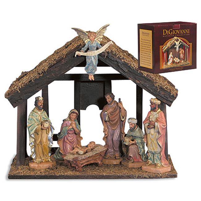 CB Catholic JC500 7 Piece Nativity Set with Wood Stable