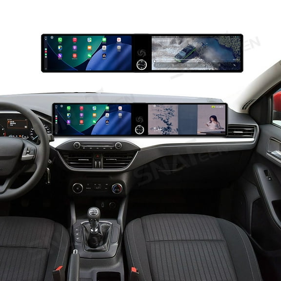 SNATEEN Dual 12.3 inch Carplay Screen/Radio/Multimedia Player for Ford Focus 2019 2020 2021 2022 Models Universal Car Navigation/GPS Upgrade Headunit Android Display 1080P Touch Screen Replace System